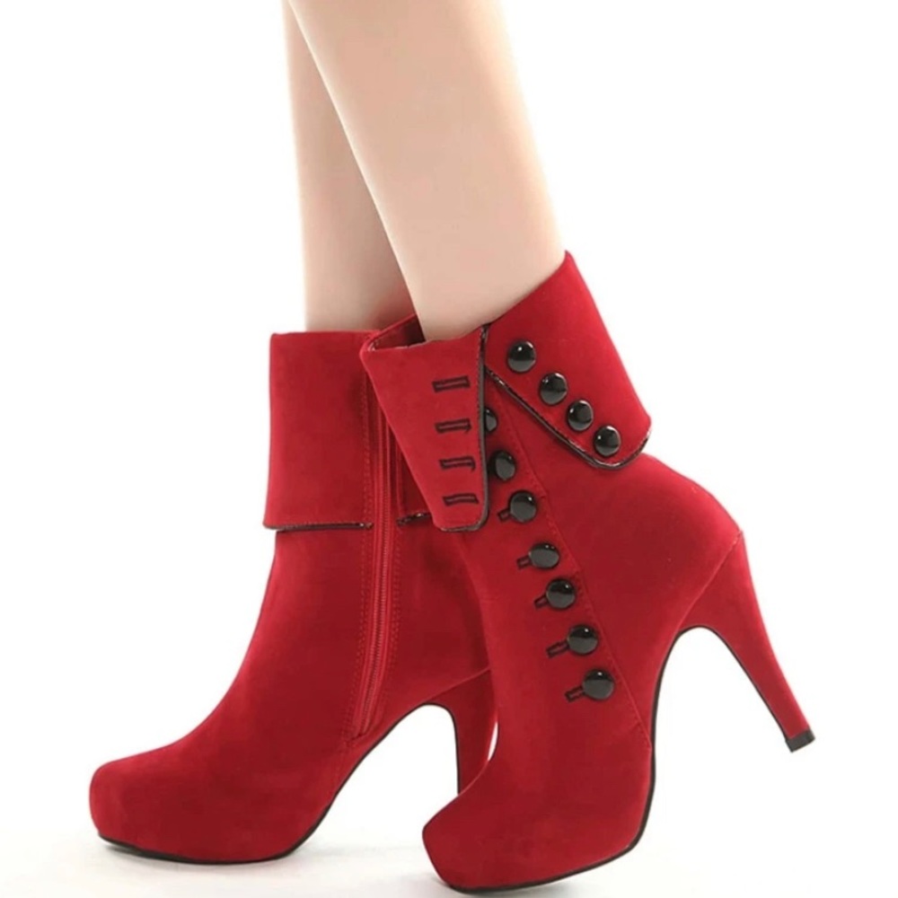 Studded Decor Stiletto Side Zip Boots Size 8.5